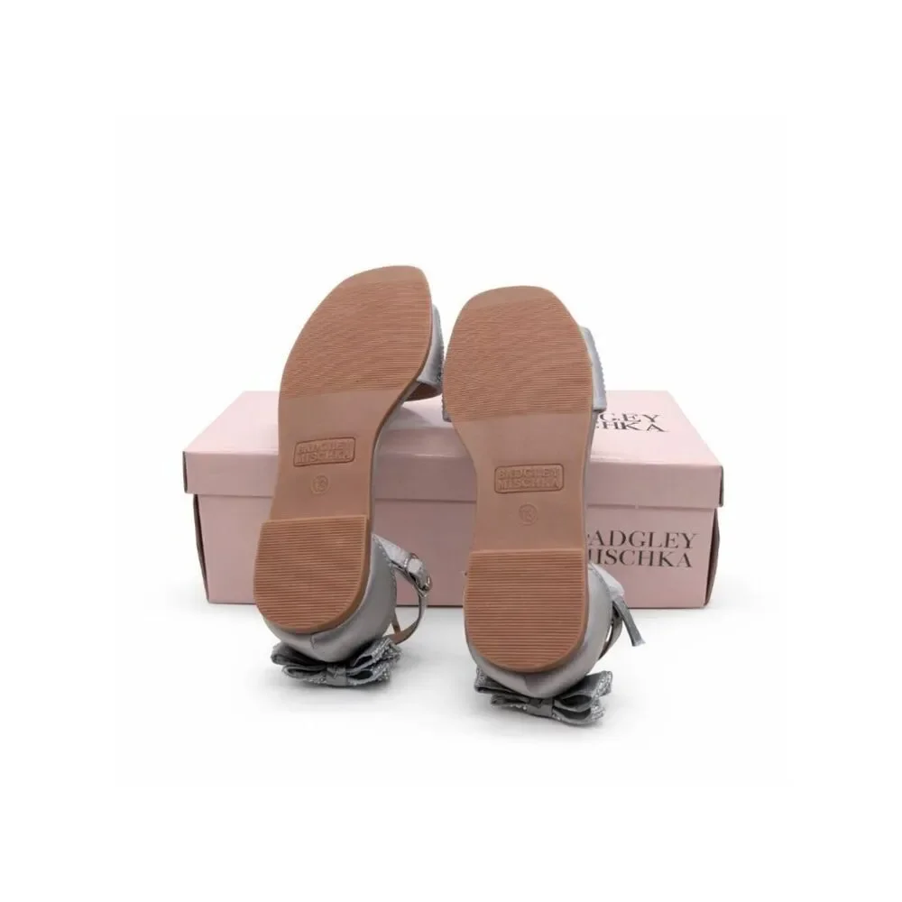 Badgley Mischka Kids Ericka Flat Sandal Rhinestone Bow Dress Shoes Girls 13